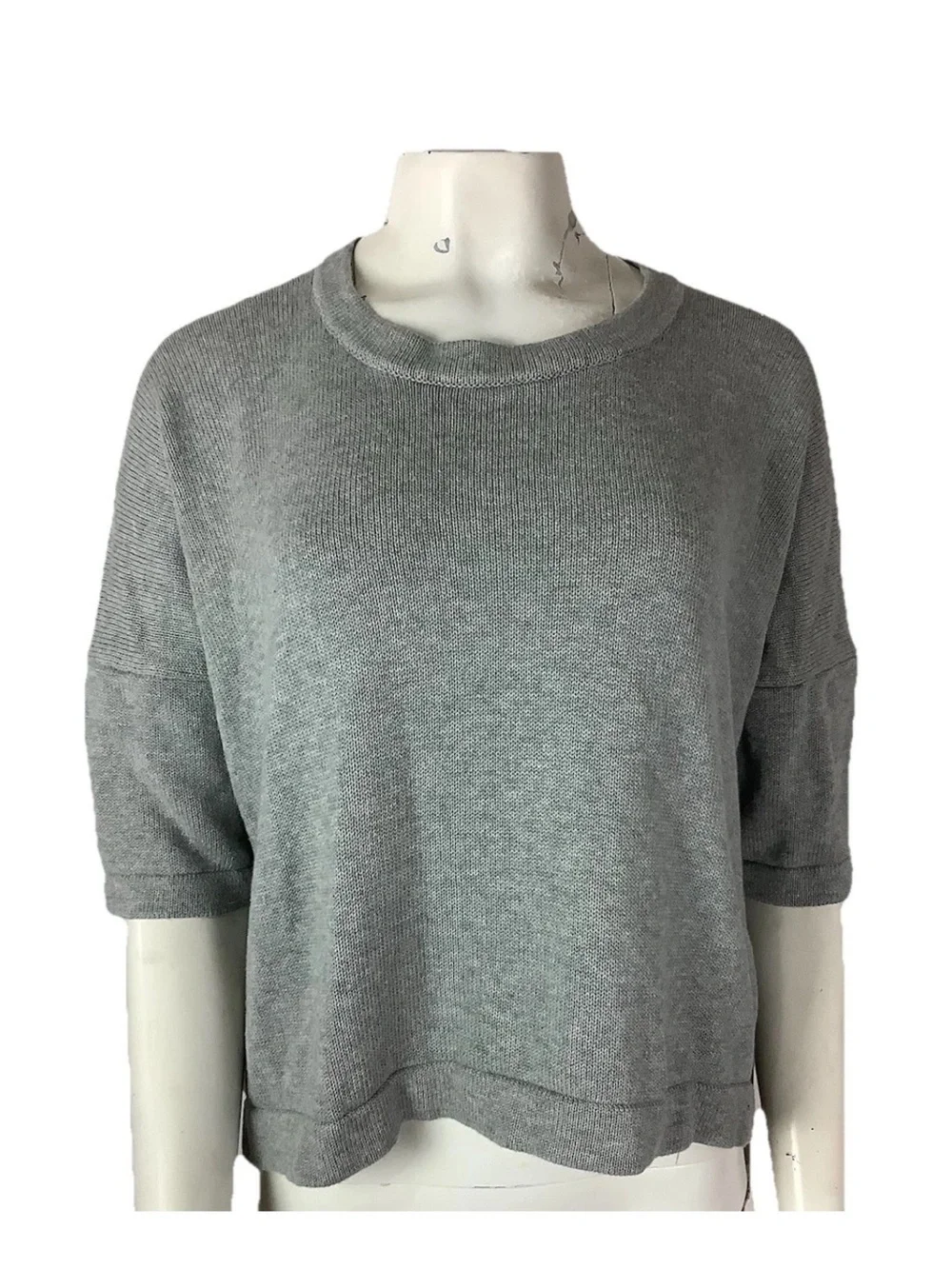 NWT Lululemon Sz 10 100% Cotton Bhakti Reality SS Dolman Sleeve Sweater Gray